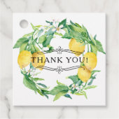 Botanische Lemon Wreath Blue White Farmhouse Tegel Bedankjes Labels (Voorkant)