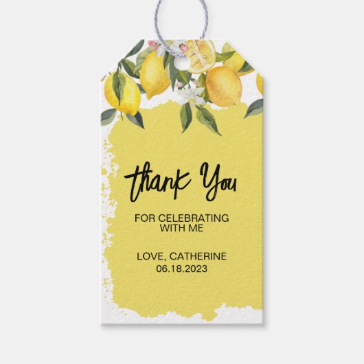 Botanische Lemon Zomer Verjaardagsfeestje Cadeau L Cadeaulabel (Voorkant)