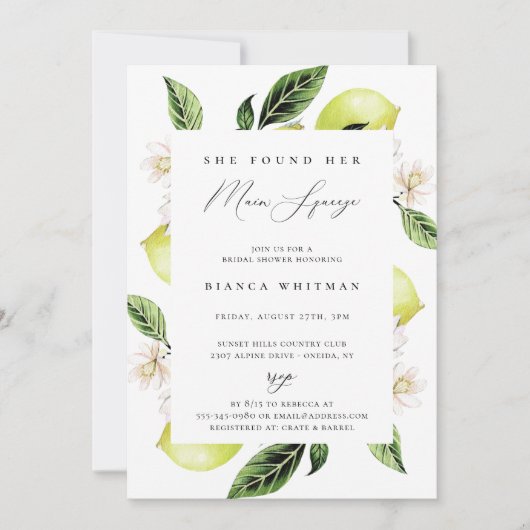 Botanische Lemons Main Squeeze Vrijgezellenfeest Kaart (Voorkant)