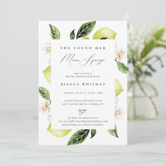Botanische Lemons Main Squeeze Vrijgezellenfeest Kaart (Staand voorkant)