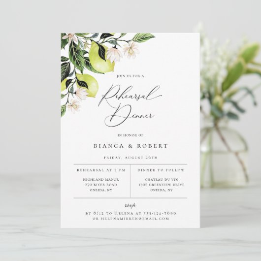 Botanische Lemons-repetitie Inwendige uitnodiging (Staand voorkant)