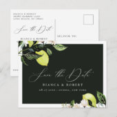 Botanische Lemons Wedding Save the Date Aankondigi Aankondigingskaart (Voorkant / Achterkant)