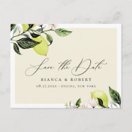 Botanische Lemons Wedding Save the Date Aankondigingskaart