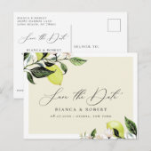 Botanische Lemons Wedding Save the Date Aankondigingskaart (Voorkant / Achterkant)