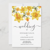 Botanische lente gouden daffodieten bloemen bruilo kaart (Voorkant)