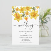 Botanische lente gouden daffodieten bloemen bruilo kaart (Staand voorkant)
