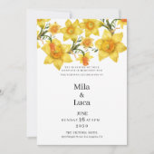 Botanische Lente Gouden Narcis Bloemen Bruiloft Kaart (Voorkant)