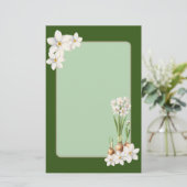 Botanische lente groen briefpapier (Staand voorkant)