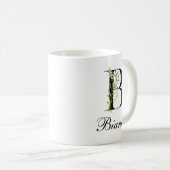 Botanische Letter | Elegante mok met eigen naam (Voorkant rechts)