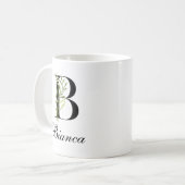 Botanische Letter | Elegante mok met eigen naam (Voorkant links)