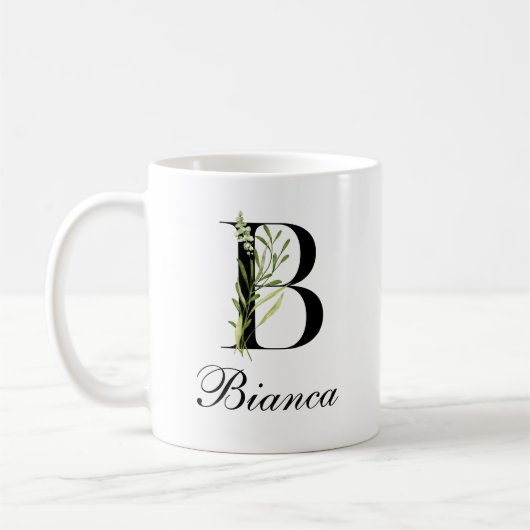 Botanische Letter | Elegante mok met eigen naam (Links)