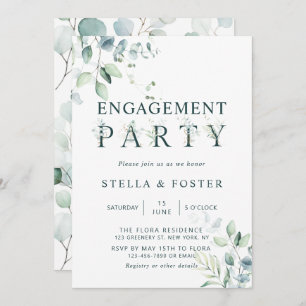 Botanische Letter Engagement Party voor Eucalyptus Kaart