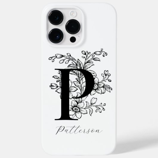 Botanische Letter P Monogram Naam Case-Mate iPhone Case (Achterkant)