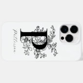 Botanische Letter P Monogram Naam Case-Mate iPhone Case (Achterkant (horizontaal))