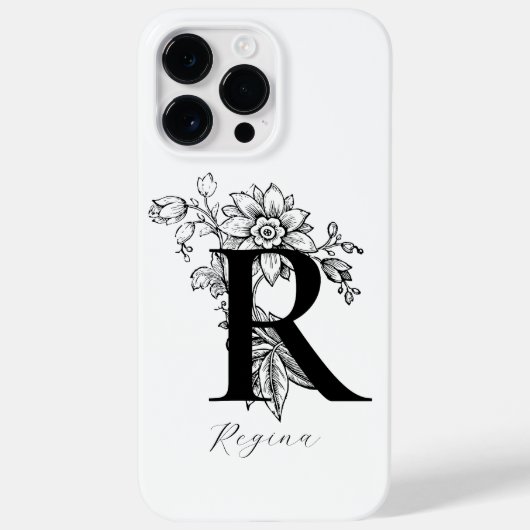 Botanische Letter R Monogram Naam Case-Mate iPhone Case (Achterkant)