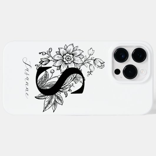 Botanische Letter S Monogram Naam    Case-Mate iPhone Case (Achterkant (horizontaal))