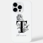 Botanische Letter T Monogram Naam Case-Mate iPhone Case (Achterkant)