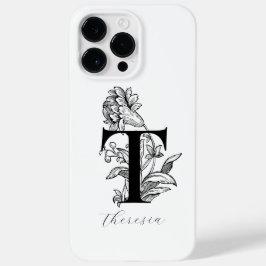 Botanische Letter T Monogram Naam Case-Mate iPhone 14 Pro Max Hoesje