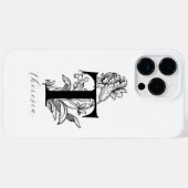 Botanische Letter T Monogram Naam Case-Mate iPhone Case (Achterkant (horizontaal))