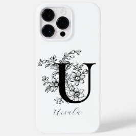 Botanische Letter U Monogram Naam Case-Mate iPhone 14 Pro Max Hoesje