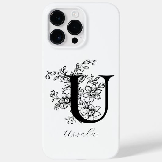 Botanische Letter U Monogram Naam Case-Mate iPhone Case (Achterkant)