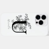 Botanische Letter U Monogram Naam Case-Mate iPhone Case (Achterkant (horizontaal))