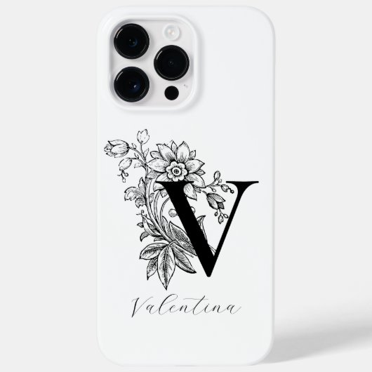 Botanische letter V Monogram Case-Mate iPhone Case (Achterkant)