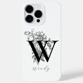 Botanische Letter W Monogram Naam Case-Mate iPhone 14 Pro Max Hoesje