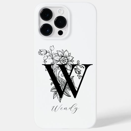 Botanische Letter W Monogram Naam Case-Mate iPhone Case (Achterkant)