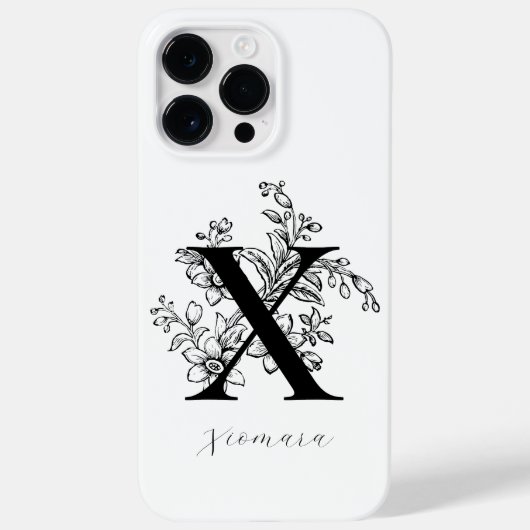 Botanische Letter X Monogram Naam Case-Mate iPhone Case (Achterkant)