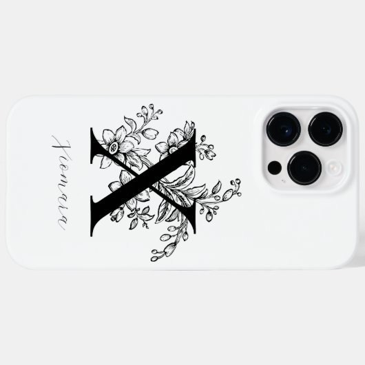 Botanische Letter X Monogram Naam Case-Mate iPhone Case (Achterkant (horizontaal))
