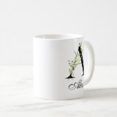Botanische LetterA | Elegante mok met eigen naam (Voorkant rechts)