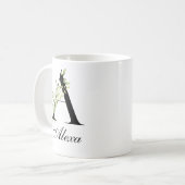 Botanische LetterA | Elegante mok met eigen naam (Voorkant links)