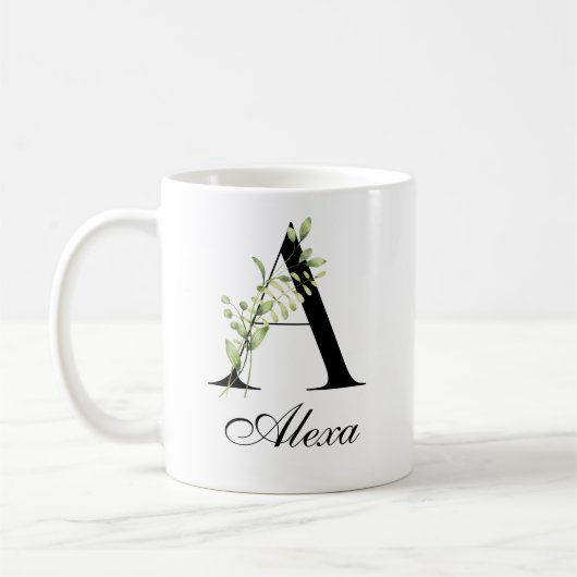 Botanische LetterA | Elegante mok met eigen naam (Links)