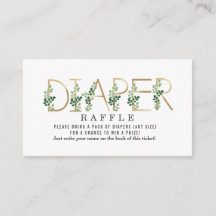 Botanische Lettering Luier Raffle Baby shower