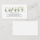Botanische Lettering Luier Raffle Baby shower Informatiekaartje (Voorkant / Achterkant)