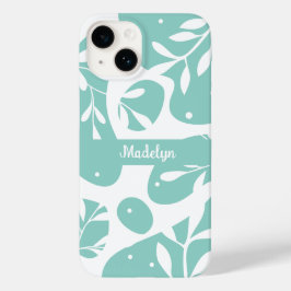 Botanische Lichtblauwe Gepersonaliseerde Bloemen Case-Mate iPhone 14 Hoesje
