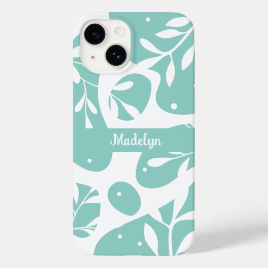 Botanische Lichtblauwe Gepersonaliseerde Bloemen Case-Mate iPhone Case (Achterkant)