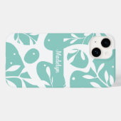 Botanische Lichtblauwe Gepersonaliseerde Bloemen Case-Mate iPhone Case (Achterkant (horizontaal))