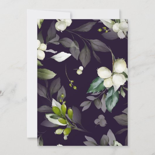 Botanische lichten | Paarse uitnodiging voor een b (Achterkant)