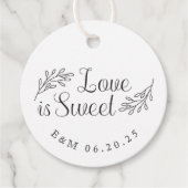 Botanische liefde is zoete bruiloft ronde bedankjes labels (Voorkant)