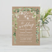 Botanische lights Hood Calligraphy Kraft Wedding Kaart (Staand voorkant)