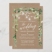 Botanische lights Hood Calligraphy Kraft Wedding Kaart (Voorkant / Achterkant)