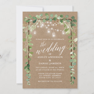 Botanische lights Hood Calligraphy Kraft Wedding Kaart