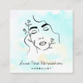 *~* Botanische lijn Art Goddess QR Greenery Vierkante Visitekaartje (Voorkant)