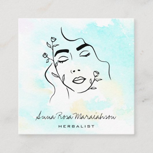 *~* Botanische lijn Art Goddess QR Greenery Vierkante Visitekaartje (Voorkant)