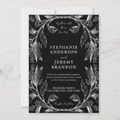 Botanische lijn Art Lijst Black Uitnodiging (Voorkant)