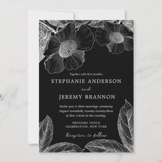  botanische lijn Kunstuitnodiging Kaart (Voorkant)