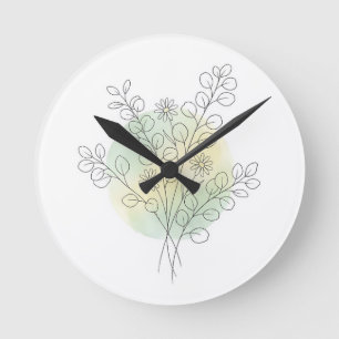 Botanische lijnkunst Eucalyptus groene waterverf⁠ Ronde Klok