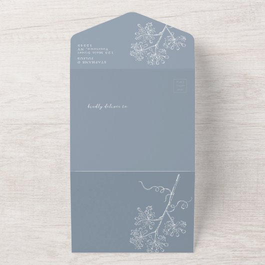 Botanische lijnkunst in één bruiloft all in one uitnodiging (Buitenkant)